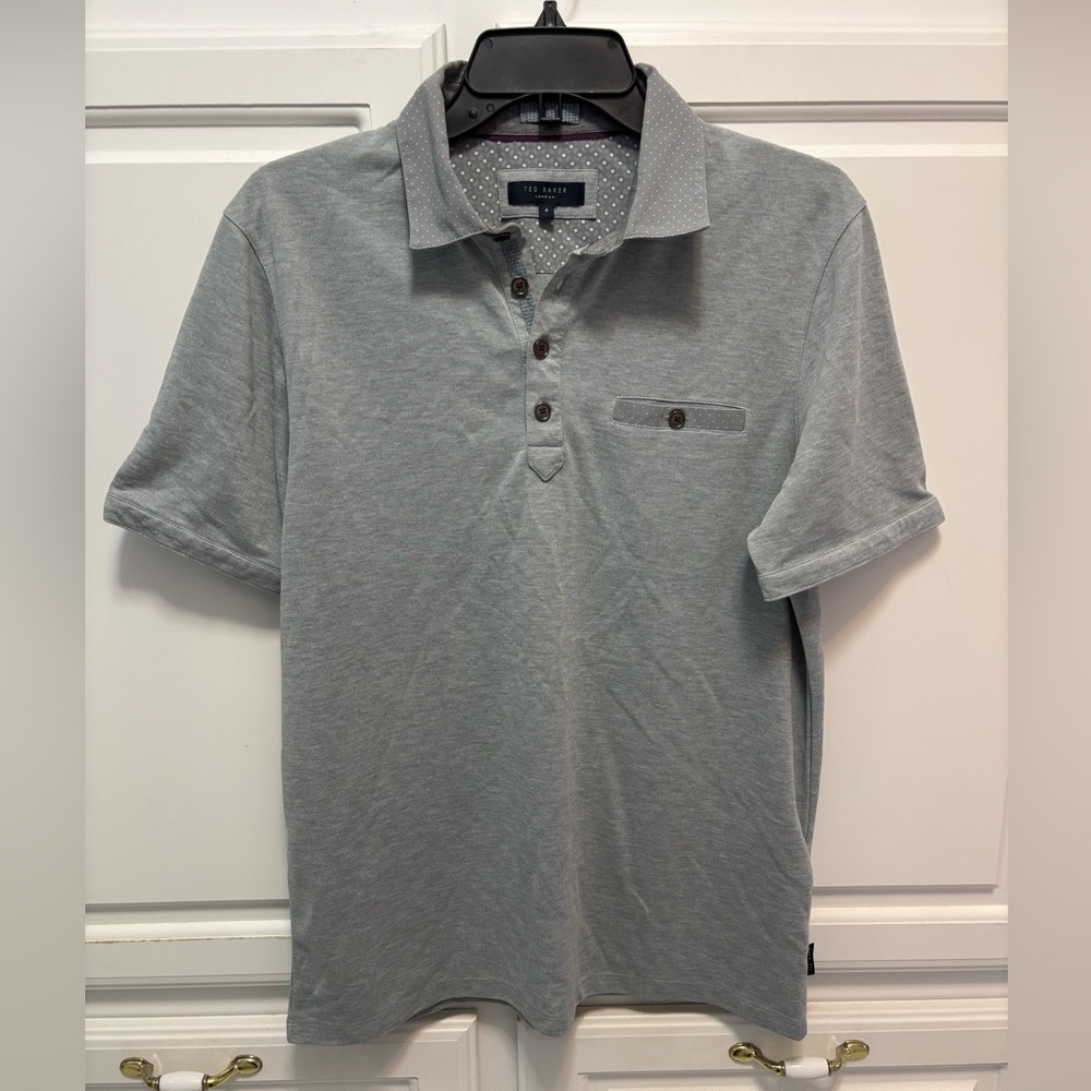 Ted Baker Polo Grey Short Sleeve Golf Casual  Men’s Size 4 (Large)